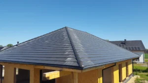 dom szkieletowy parterowy z dachem dwuspadowym i garażem 170 m2 Poznań 8