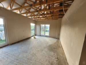 dom parterowy z dachem dwuspadowym i garażem 140 m2 Poznań 14